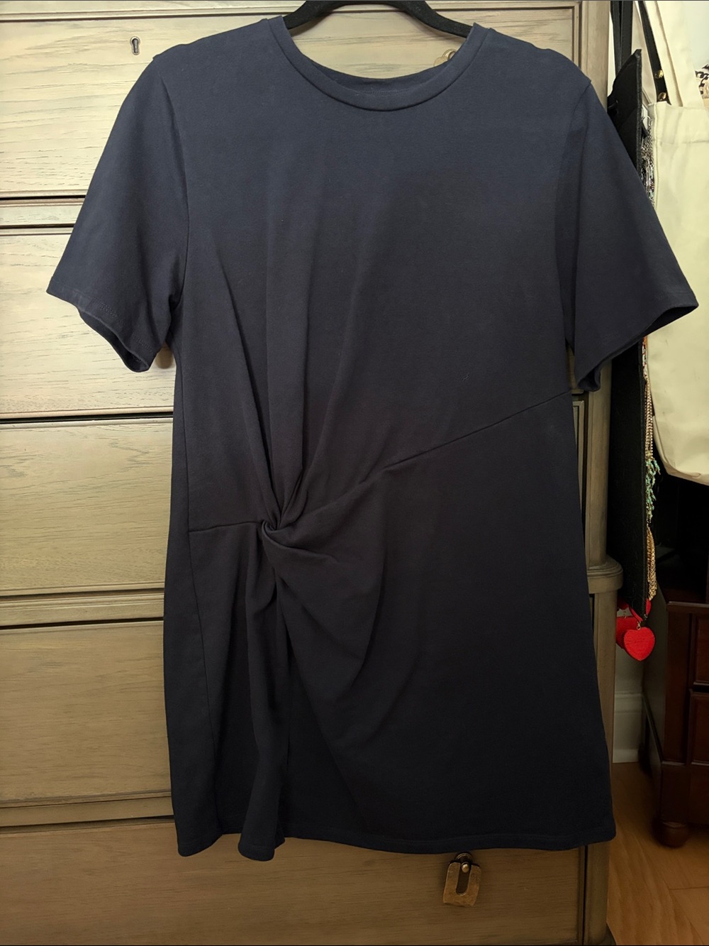 Banana Republic cotton Twist-Front / twisted t-shirt Dress EUC M navy